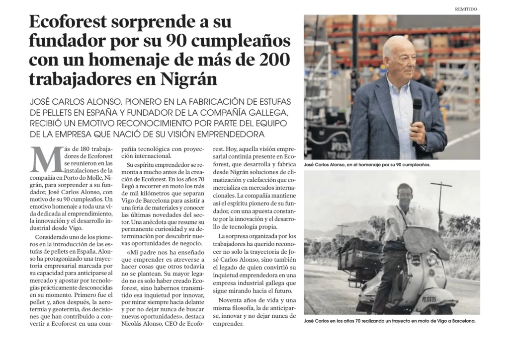 Homenaje 90 años del fundador de Ecoforest Geotermia
